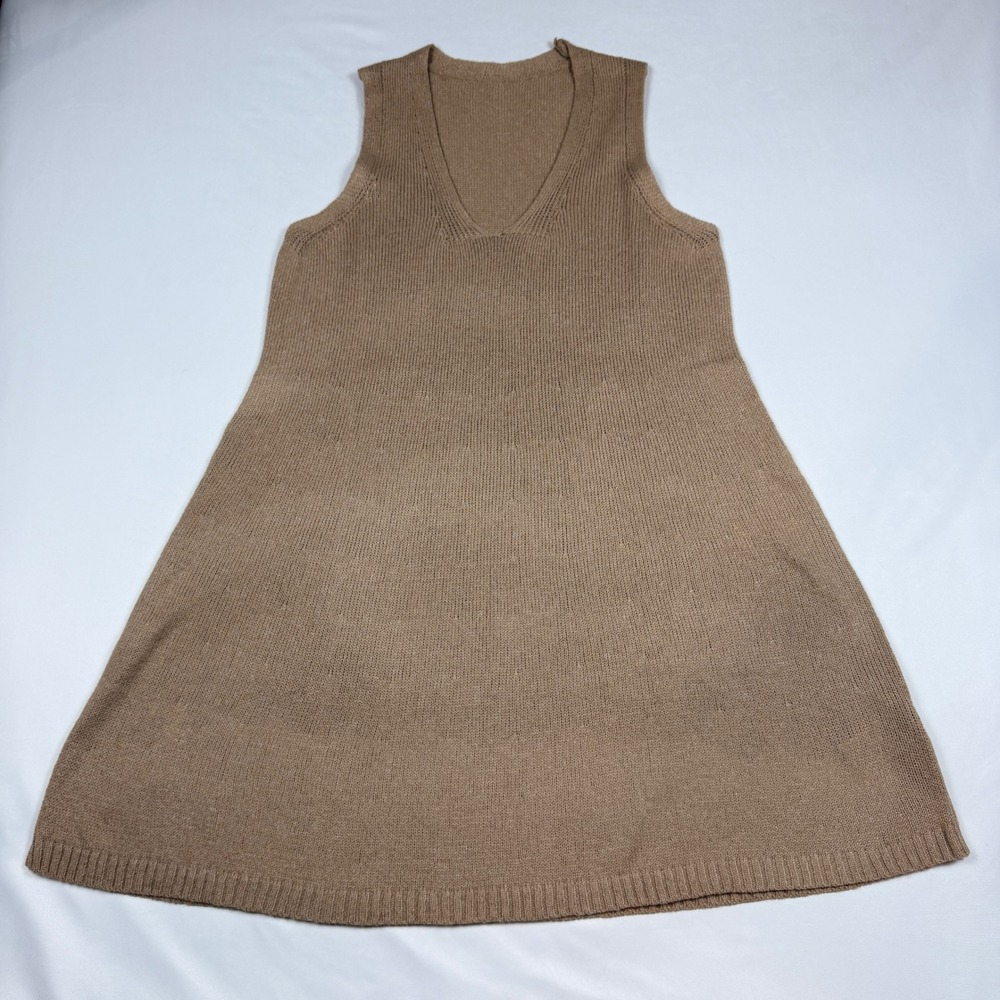 SHEIN Sweater Dress Womens M Brown V Neck Sleeveless A Line Knit